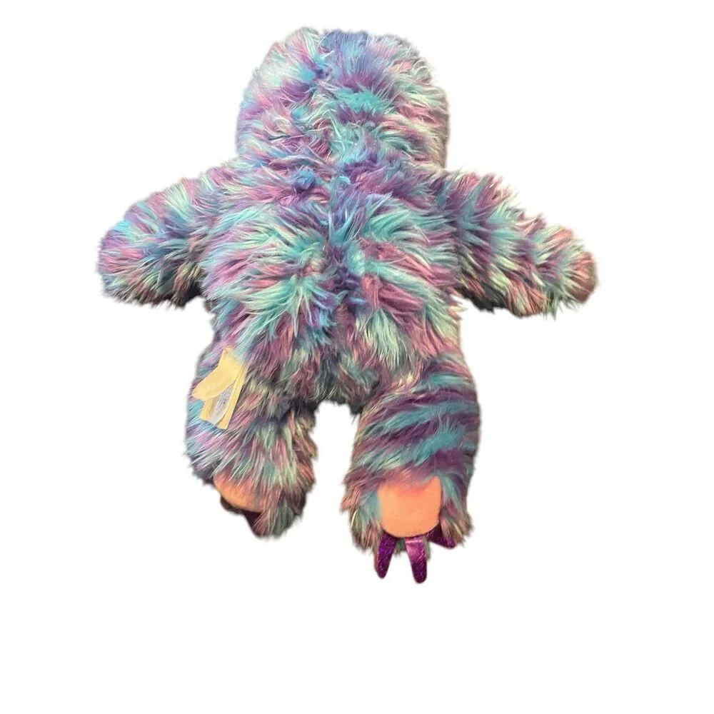 Build-A-Bear Workshop Purple Blue Fluffy Stripe Sloth Plush Stuffed Animal 14